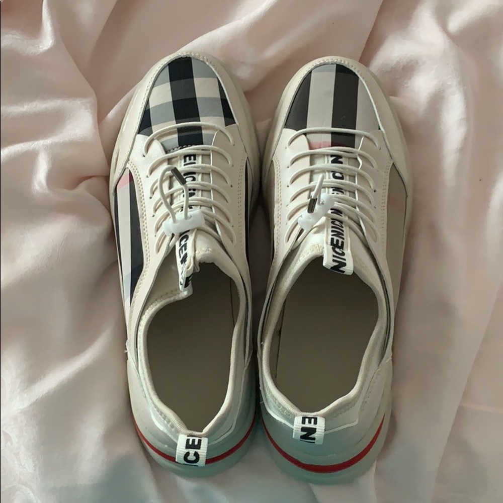 Plaid khaki sneakers